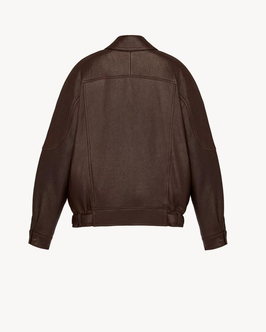 Saint Laurent Brown Bubbled Leather Jacket for men