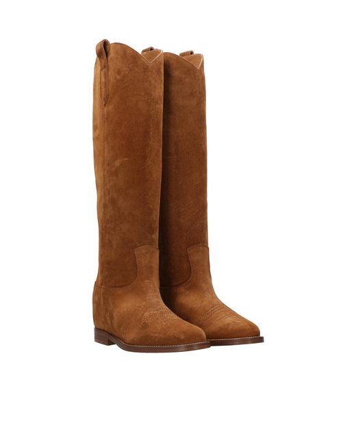 Via Roma 15 Brown Round-Toe Boots