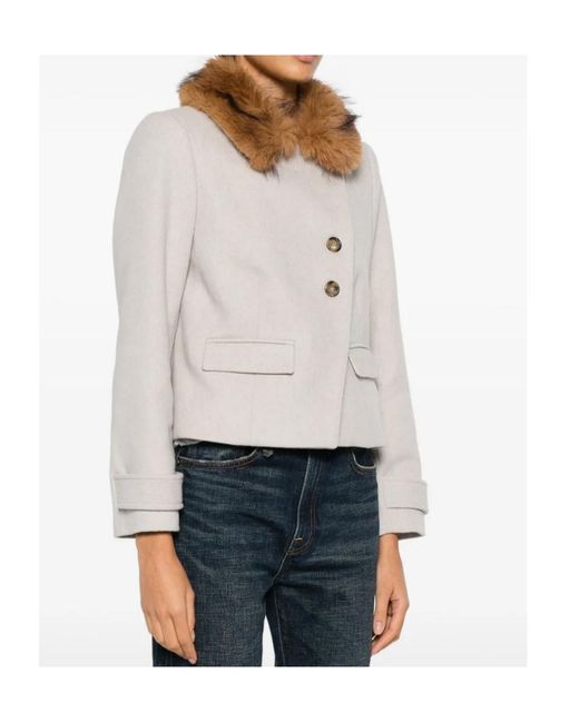 Ba&sh Natural Terry Button-Fastening Coat