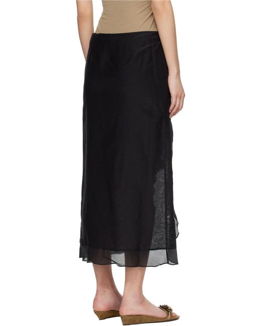 Isabel Marant Black Velina Crochet Slit Midi Skirt