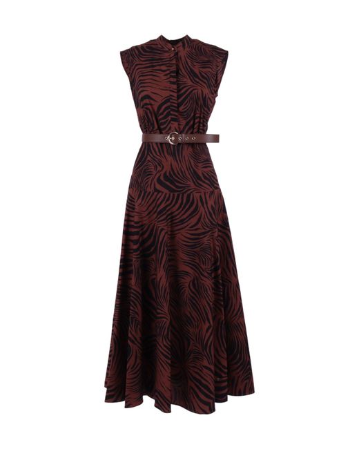 Max Mara Purple Studio West Printed Poplin Shirt Dress