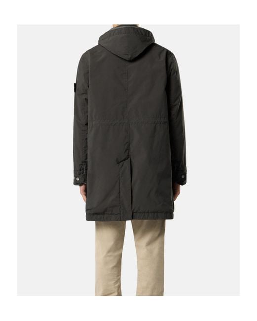 Stone Island Black Long Hooded Parka for men