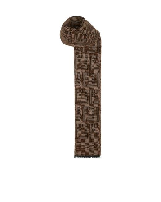 Fendi Brown Ff Monogrammed Scarf for men