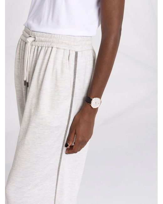 Brunello Cucinelli White Monili-Chain Wide-Leg Track Pants