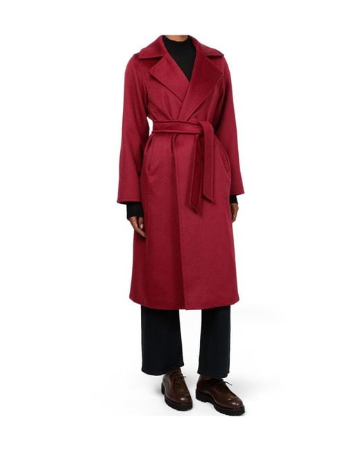 Max Mara Red Long Belted Coat