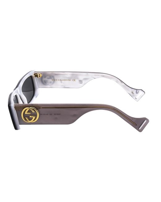 Gucci White Eyewear Rectangle Frame Sunglasses