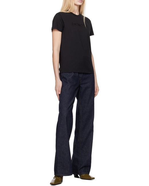 Moncler Black Logo Embroidered Crewneck T-Shirt