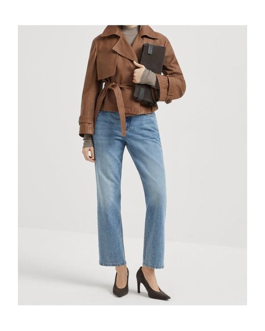 Brunello Cucinelli Blue V-Neck Cardigan