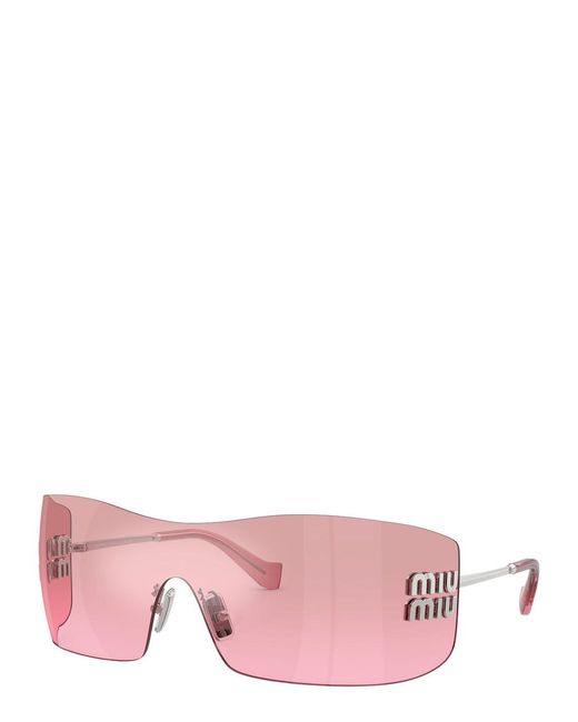 Miu Miu Pink Metal Rimless Sunglasses