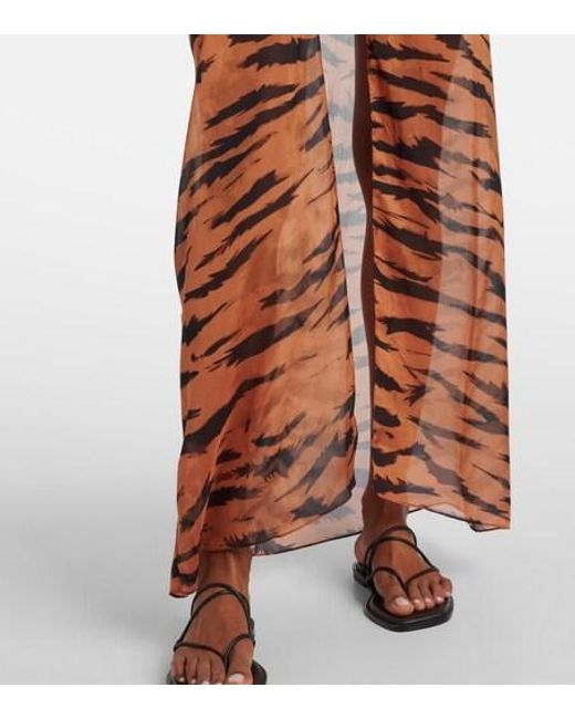 Adriana Degreas Brown X Sabine Getty Printed Silk Kaftan