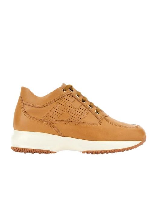 Hogan Brown Interactive Lace-Up Sneakers