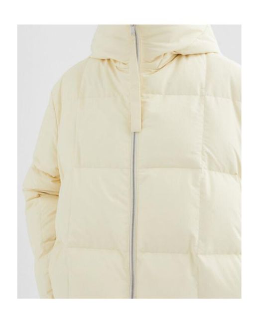 Jil Sander Natural Zip-Up Hooded Down Coat