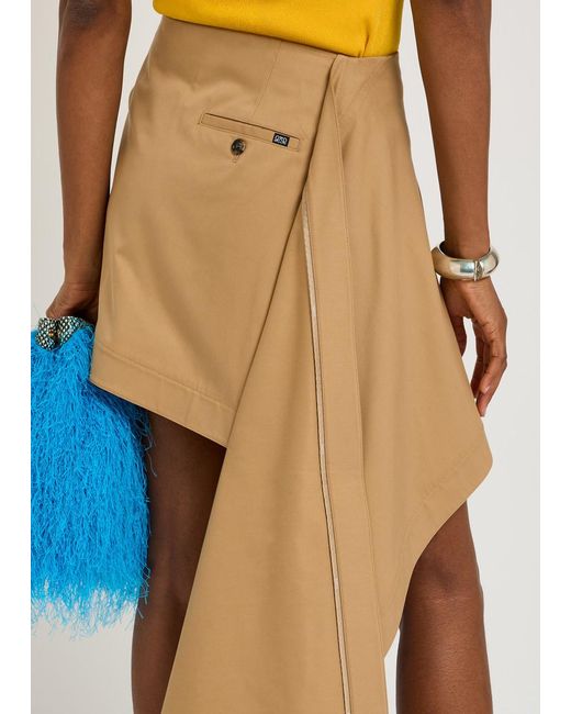 Loewe Natural Asymmetric Cotton And Silk-Blend Mini Skirt