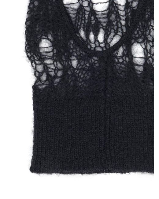 Rick Owens Black Knitted Face Hood for men