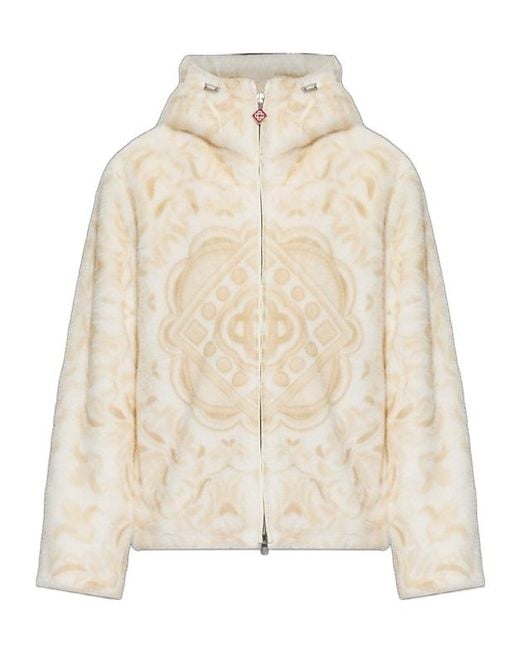 Casablanca Natural Patterned Faux Fur Hooded Jacket for men
