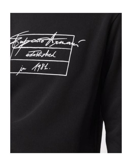 Emporio Armani Black Logo-Print Long-Sleeve Sweatshirt