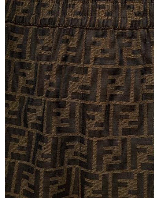 Fendi Green Ff Jacquard Elasticated Waistband Shorts