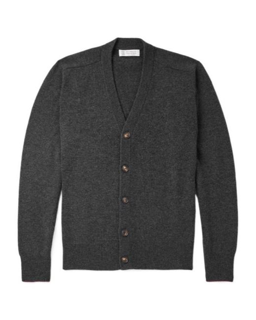 Brunello Cucinelli Gray Long-Sleeved Cardigan for men