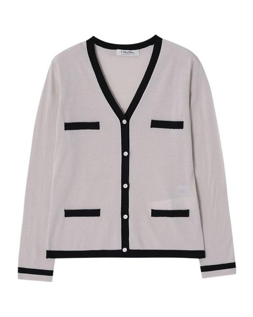 Max Mara White V-Neck Buttoned Cardigan