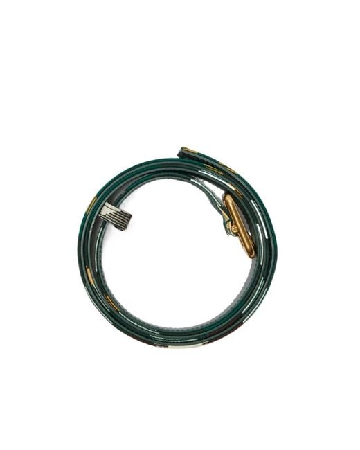 Burberry Green Check-Pattern Square Buckled Belt