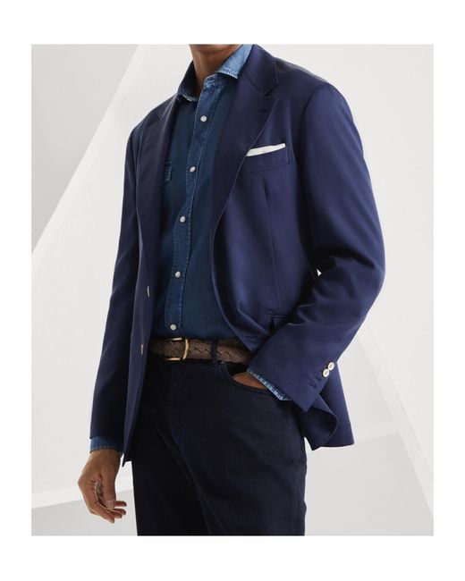 Brunello Cucinelli Blue Single-Breasted Blazer for men