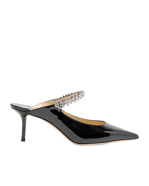 Jimmy Choo Black Bing 65 Embellished Patent Leather Mules