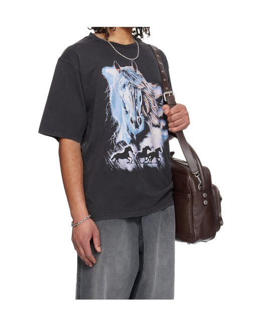 Lu'u Dan Gray Year Of The Horse Series Crew Neck Oversized T-Shirt for men