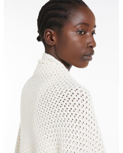 Max Mara White Peplo Fringed Scarf