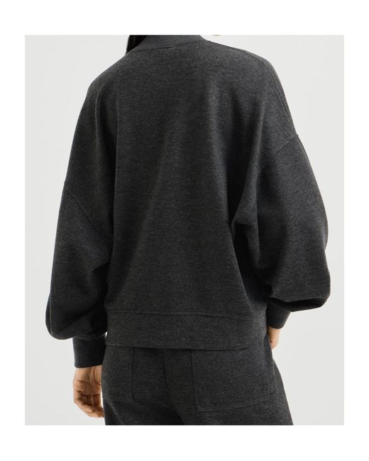 Brunello Cucinelli Black Logo-Patch Bomber Jacket