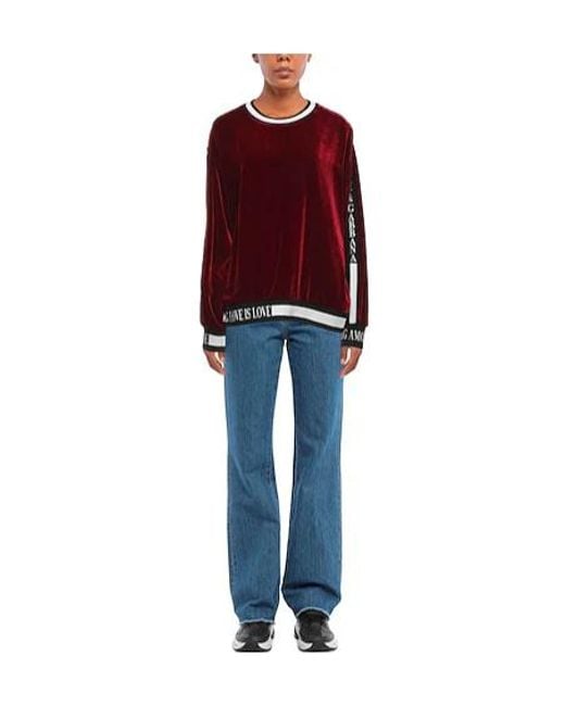 Dolce & Gabbana Red Velvet Long Sleeve Crew Neck Top