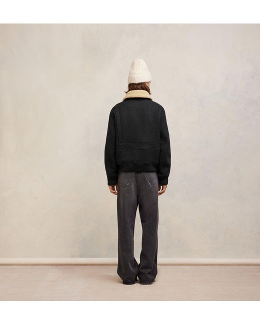 AMI Black Ami Shearling Collar Jacket for men