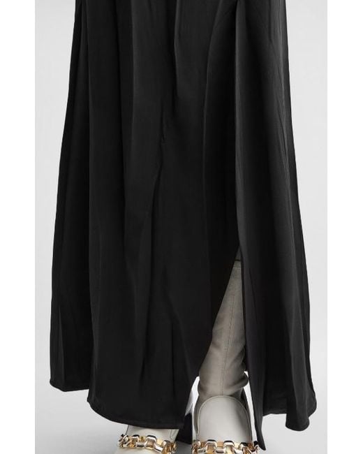 Jil Sander Black Satin Draped Maxi Dress