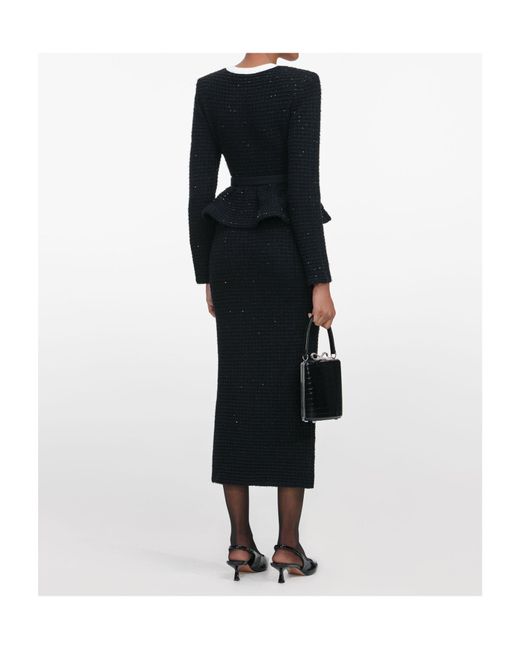 Self-Portrait Black Ribbed Midi Dress