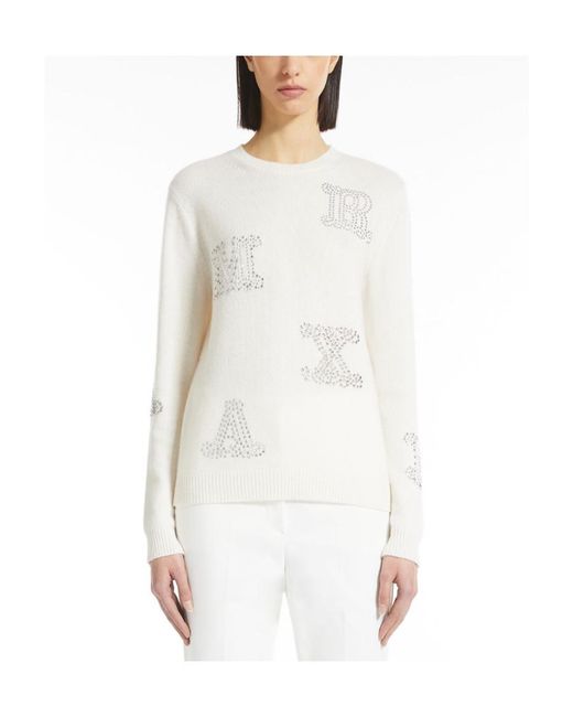 Max Mara White Cashmere Long-Sleeved Sweater