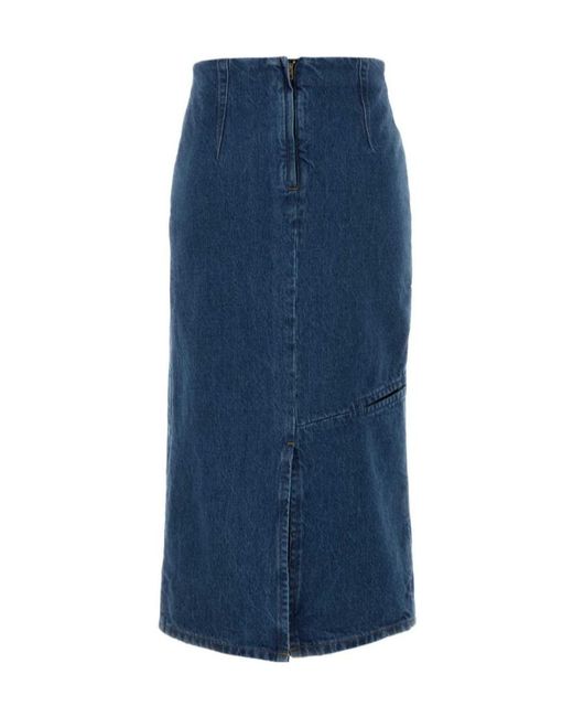 Jil Sander Blue 02 Treated Asymmetric Denim Skirt