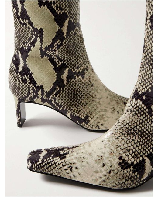 Khaite White Ona Knee-High Embossed Boots