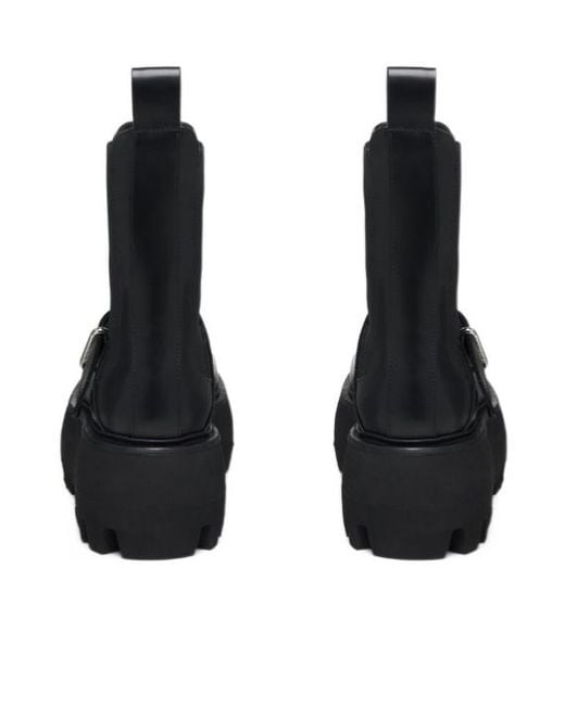McQueen Black Sofa Buckle Chunky-Sole Boots