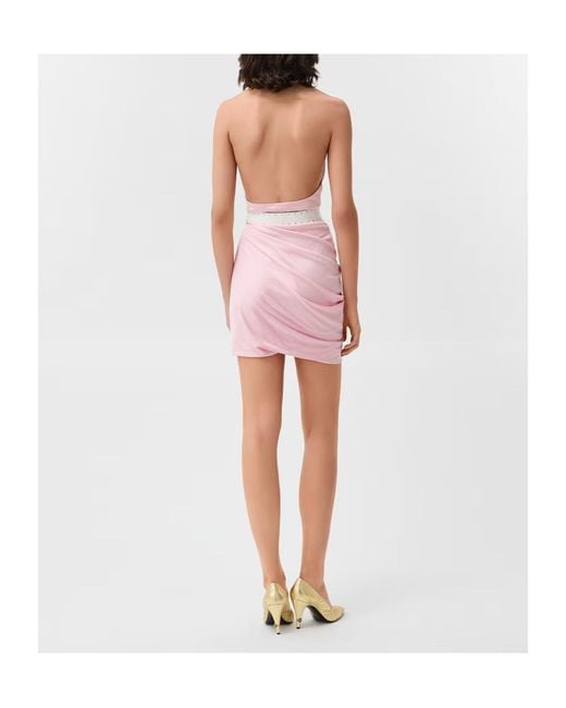 Versace Pink Viscose-Jersey Draped Mini Dress