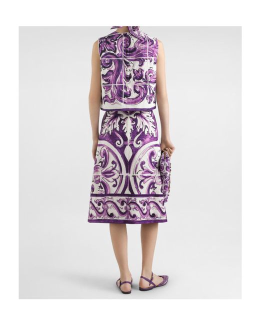 Dolce & Gabbana Purple Majolica Printed Sleeveless Top