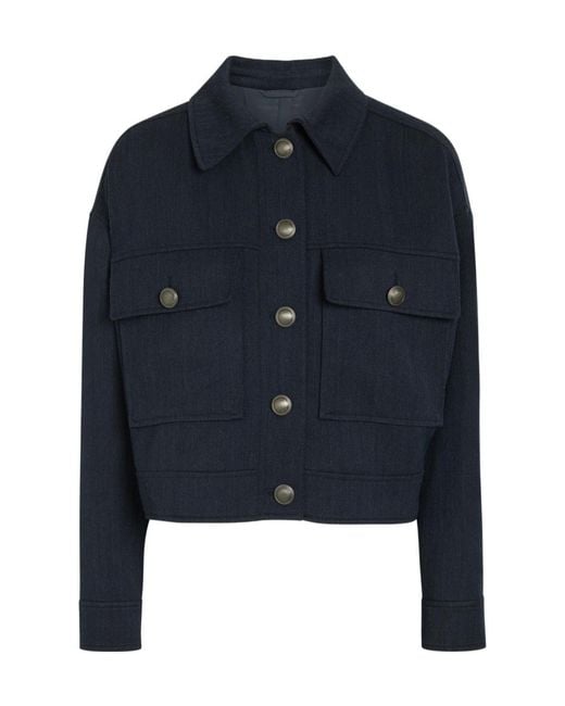 Brunello Cucinelli Blue Herringbone Stretch-Wool Jacket