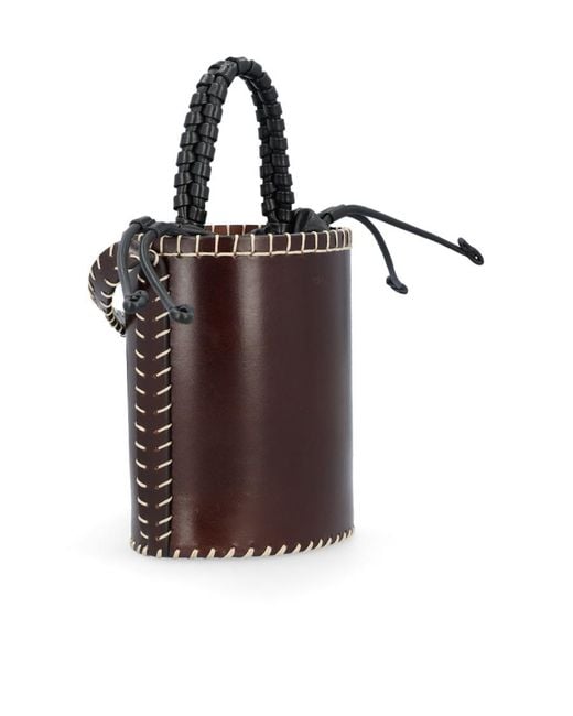 Chloé Brown Chloé Contrast-Stitch Bucket Bag