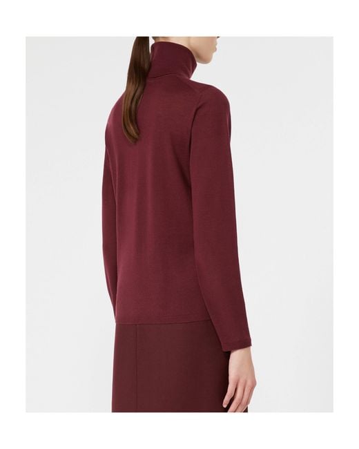 Max Mara Red Wool Yarn Polo-Neck Sweater