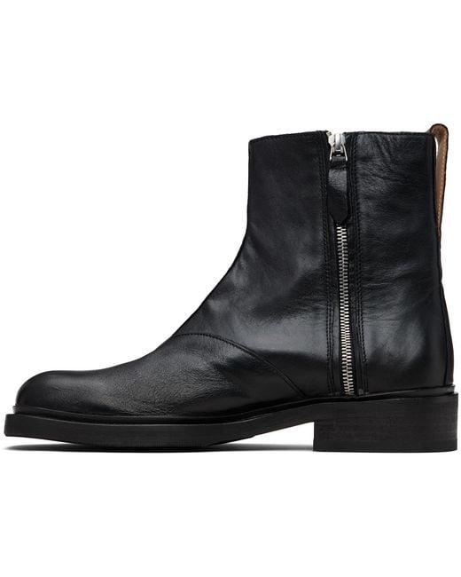 Our Legacy Black Daimono Zip Leather Boots for men