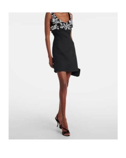 Emilia Wickstead Black Einna Embellished Crêpe Minidress