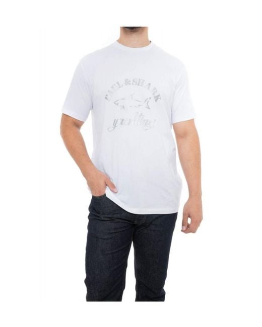 Paul & Shark White T-Shirt With Round Neck And Short Sleeves for men