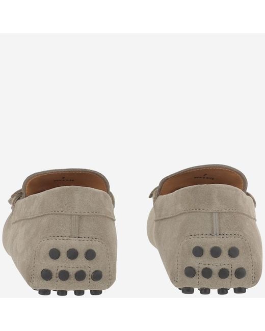 Tod's Gray Logo Detailed Lace-Up Boat Shoes for men