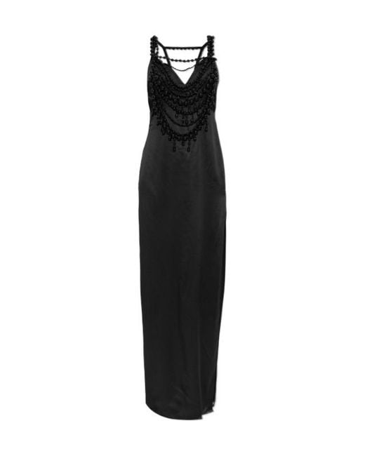Balmain Black Beaded Maxi Dress