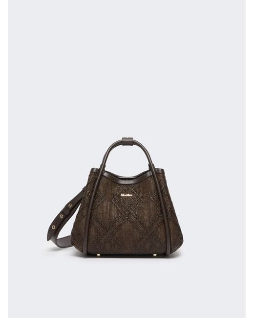 Max Mara Brown Extra-Small Marine Woven Tote Bag