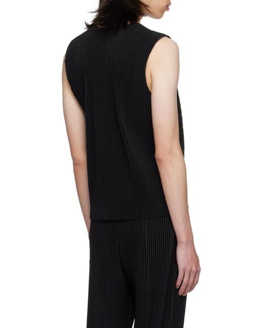 Homme Plissé Issey Miyake Black V-Neck Vest for men