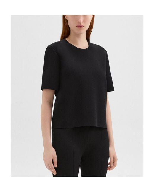 Theory Black Short-Sleeved Crewneck Jersey T-Shirt